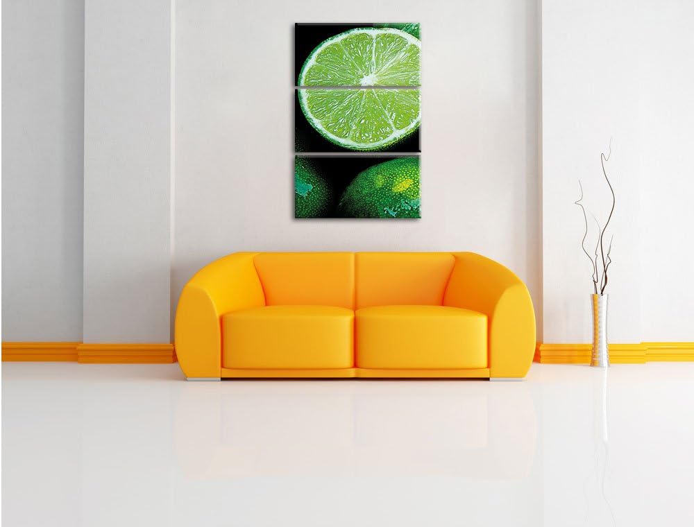 Pixxprint aufgeschnittene Limetten 3-Teiler Leinwandbild 120x80 Bild auf Leinwand