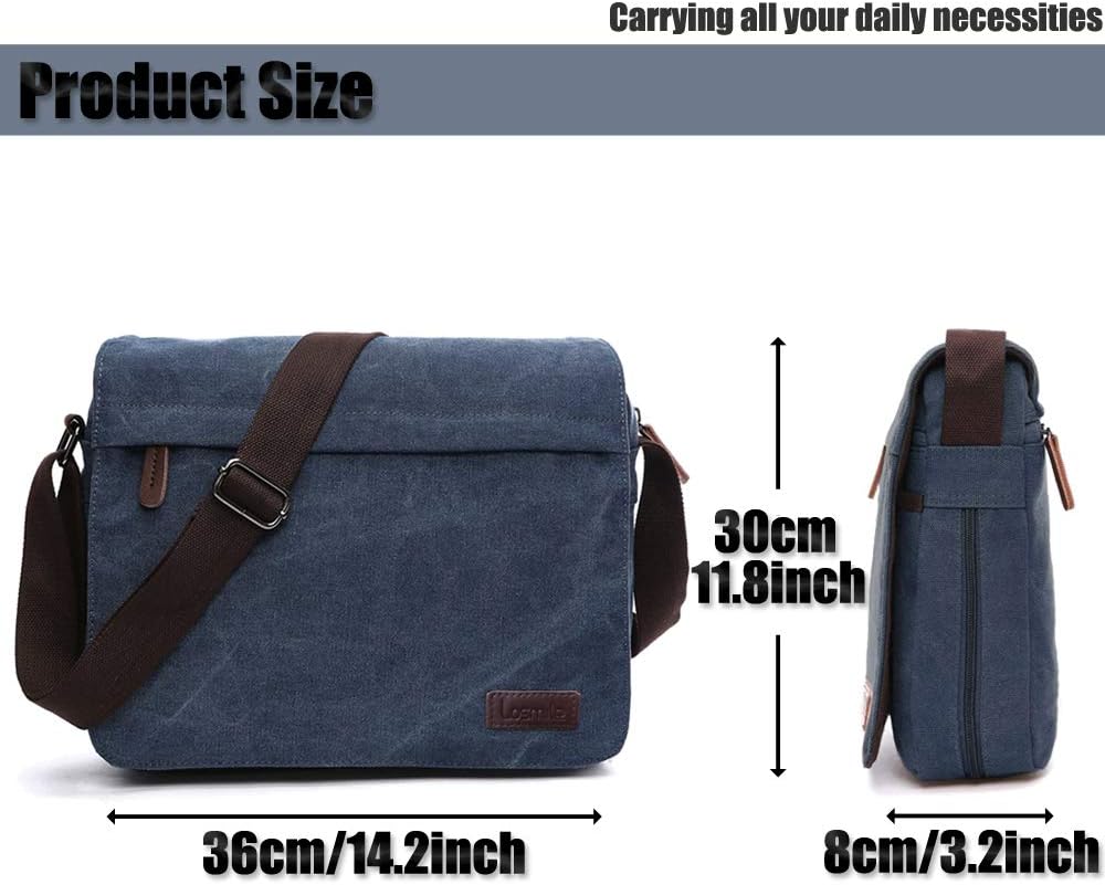 LOSMILE Herren Umhängetaschen, Leinwand Schultertaschen, Laptoptasche,Schulranzen, für Schule und Ar