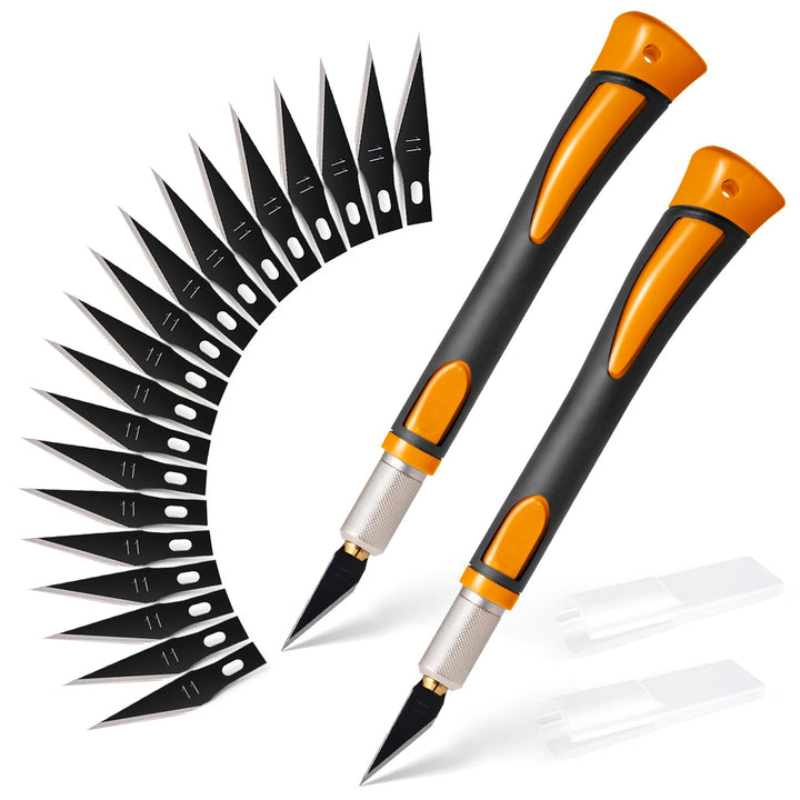 FOSHIO 2 Stück Skalpell Messer Set Bastelmesser SkalpellSet Basteln mit 20 pcs Ersatzklingen und Sch