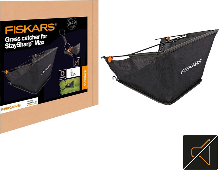 Fiskars Grasfangkorb für Fiskars Spindelmäher StaySharp Max, 18 Liter, StaySharp, Schwarz/Orange, 10