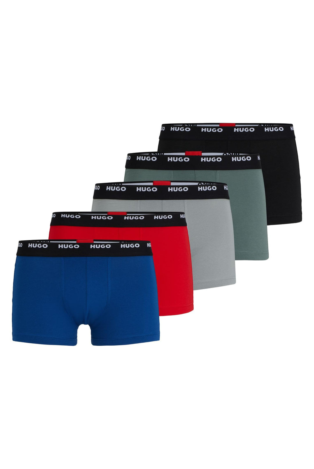 HUGO Herren Trunk Five Pack Fünfer-Pack eng anliegende Boxershorts aus Stretch-Baumwolle mit kurzem