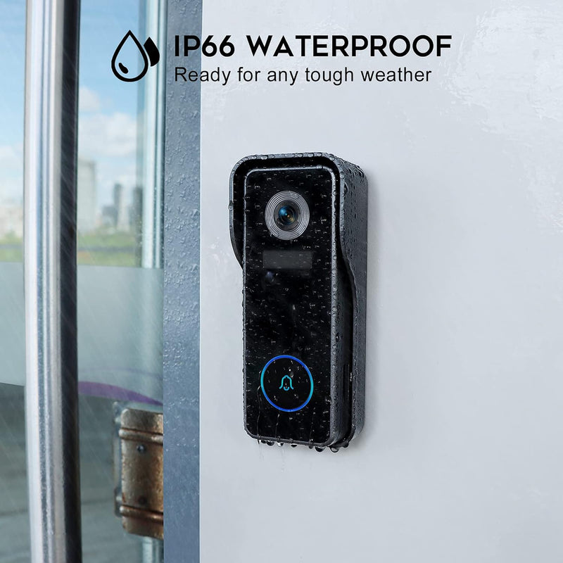 XTU WLAN Video Türklingel mit Kamera 2K HD Kabellose Video Doorbell mit Gong, Smarte Türklingel mit