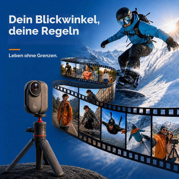 T71M Action Cam 4K, Mini POV- &amp; Helmkamera Mit 6-Achsen-EIS, 154° Weitwinkel, 64 GB MicroSD, Ladecas
