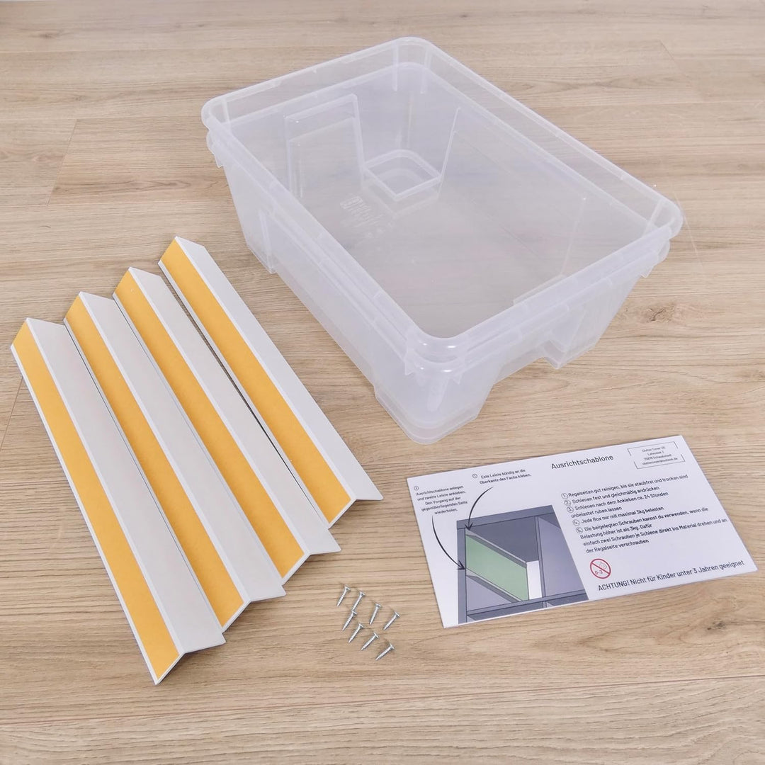 Kallax Facheinsatz für Samla Boxen, Halte-Schienen für transparente Aufbewahrungsboxen, Spielzeug-Ki