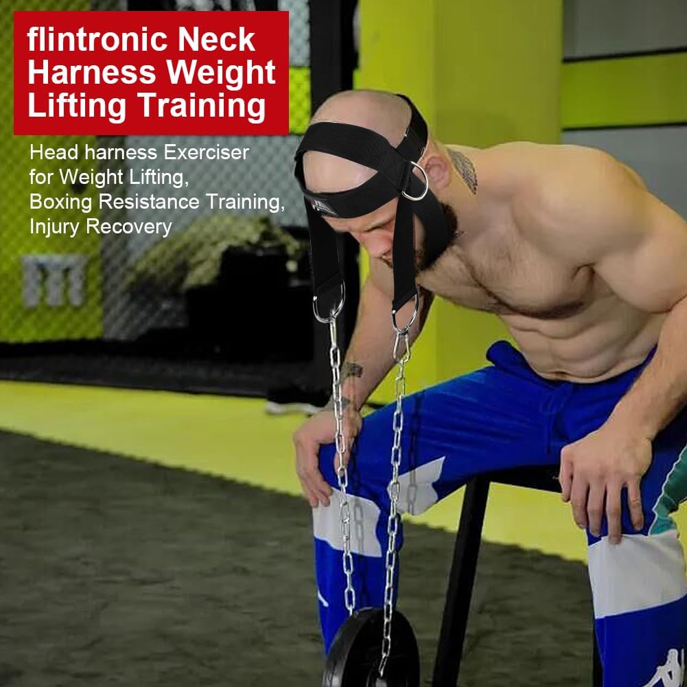 Flintronic Nackentrainer, Gewichtheben Kette Geschirr, Neck Harness für Kraftsport Nackenstrecker fü