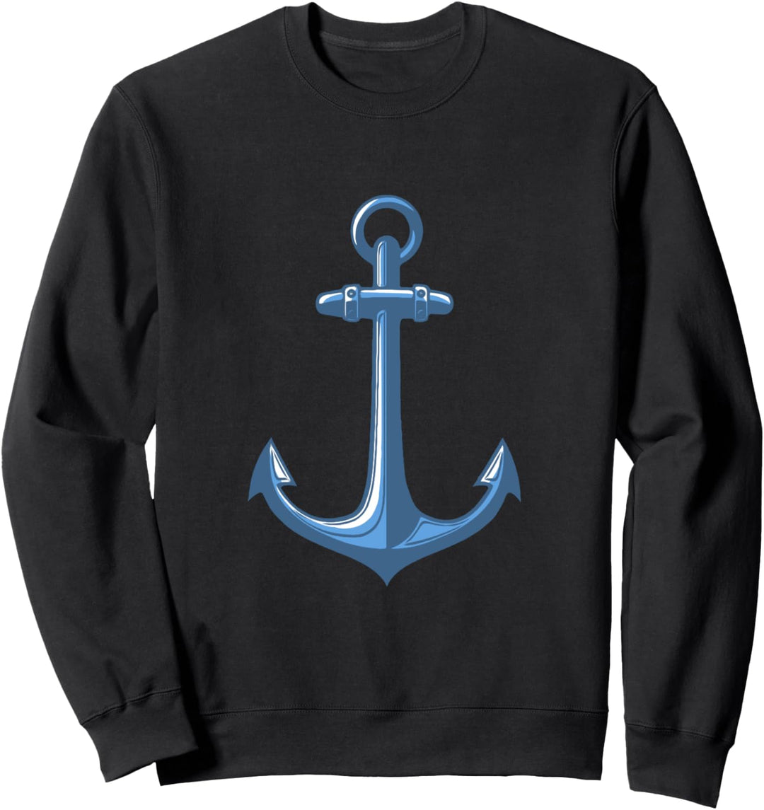 ANKER BLAU Geschenk Idee Bild Seil Spruch Küste Hafen Meer Sweatshirt