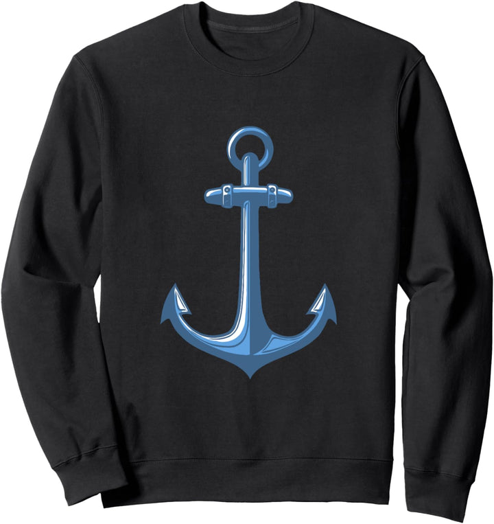 ANKER BLAU Geschenk Idee Bild Seil Spruch Küste Hafen Meer Sweatshirt