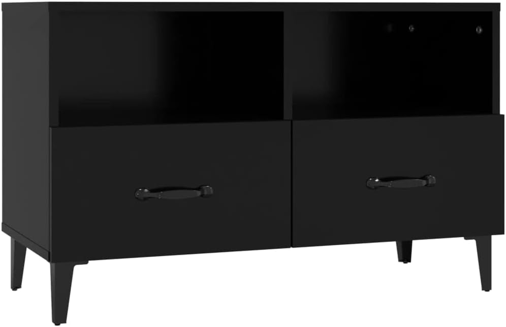 homiuse TV-Schrank TV Lowboard Schwarz 80x36x50 cm Holzwerkstoff TV Tisch TV Board Fernsehschrank Fe