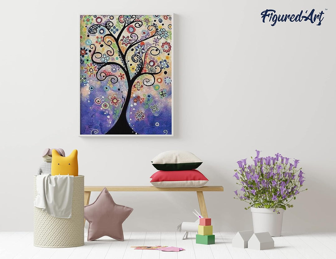 Figured'Art Diamond Painting Erwachsene 40x50cm Ganze Leinwand gerollt Baum Glasmalerei 5D Bilder Ec