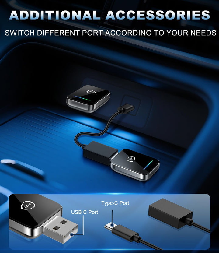 Carplay Wireless Adapter für iPhone, Upgrade Wired CarPlay auf Wireless, Smarte Sprachsteuerung Adap