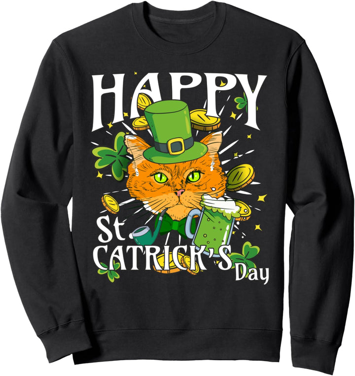Happy St. Catricks Day Lustiges Katzen Fun Sweatshirt