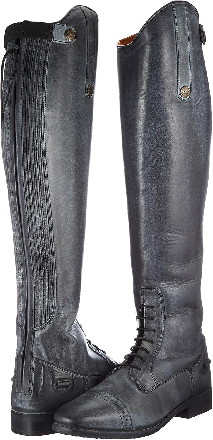 HKM Erwachsene Reitstiefel-Valencia, Langlänge/enge Weite9195 Hose, 9195 schwarz/Grau, 39, Schwarz G