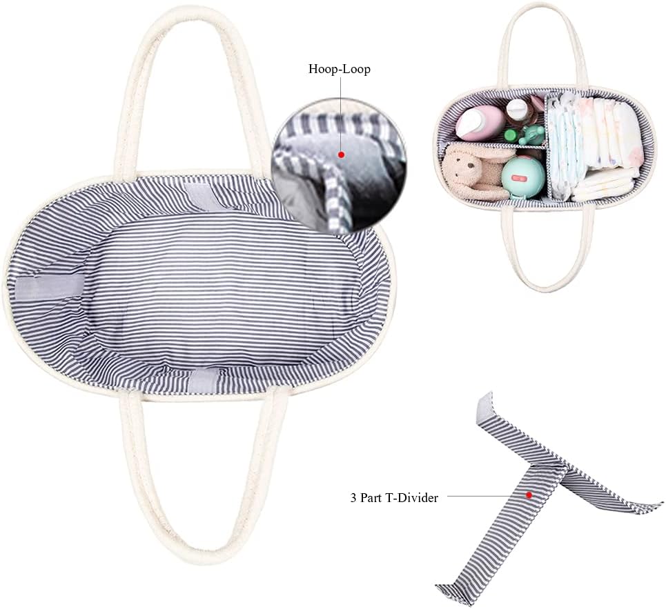 YeaYee Baby Windel Caddy Organizer，Multifunktionale Aufbewahrungsbox für Windeln， mit wechselbaren F