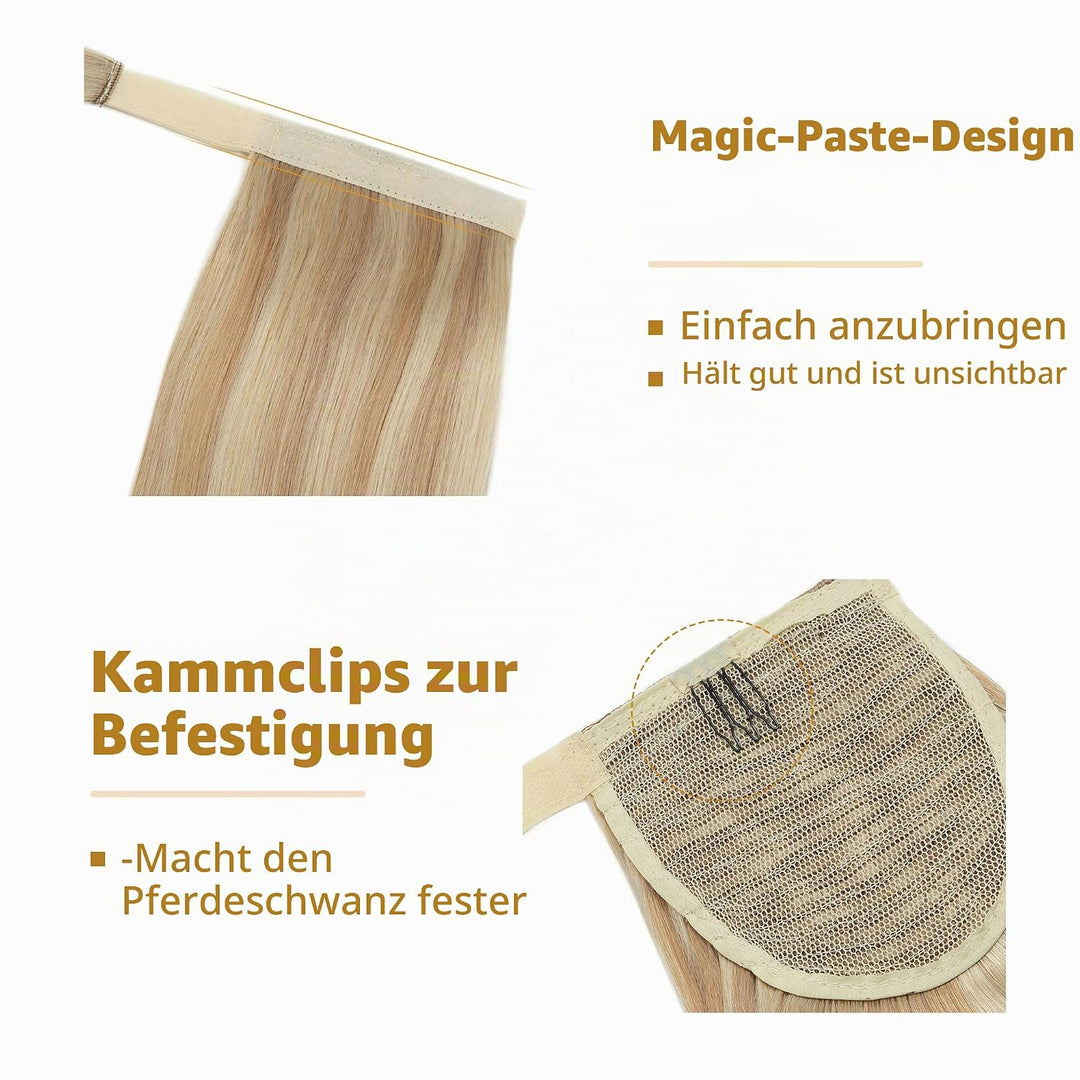 SEGO Pferdeschwanz Echthaar remy human Haarteil Zopf extensions Ponytail Haarverlängerung clip in Po