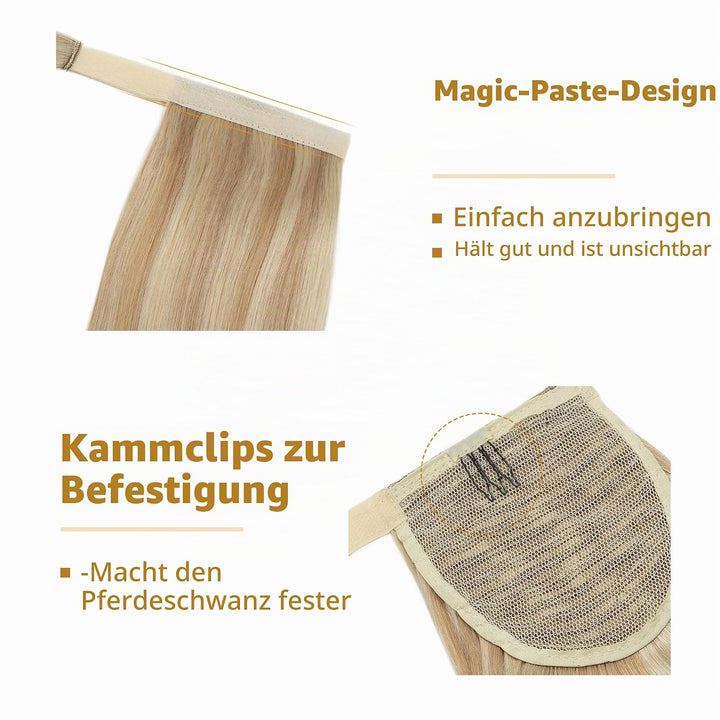 SEGO Ponytail Pferdeschwanz Haarteil Echthaar Zopf Extensions Haarverlängerung Clip in Pony Remy Hai