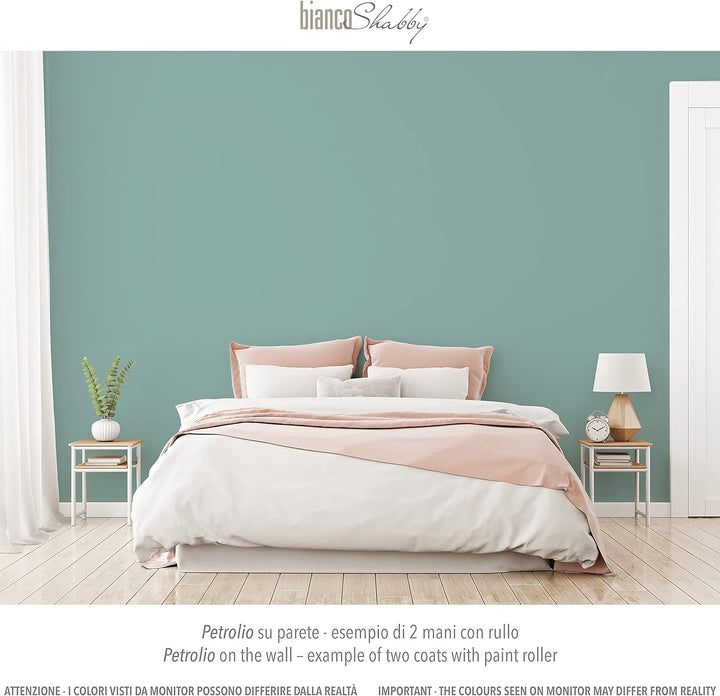 bianco Shabby® Petrolio Kreidefarbe Wasserbasis für Alle Oberflächen einfach zu verarbeiten ohne sch