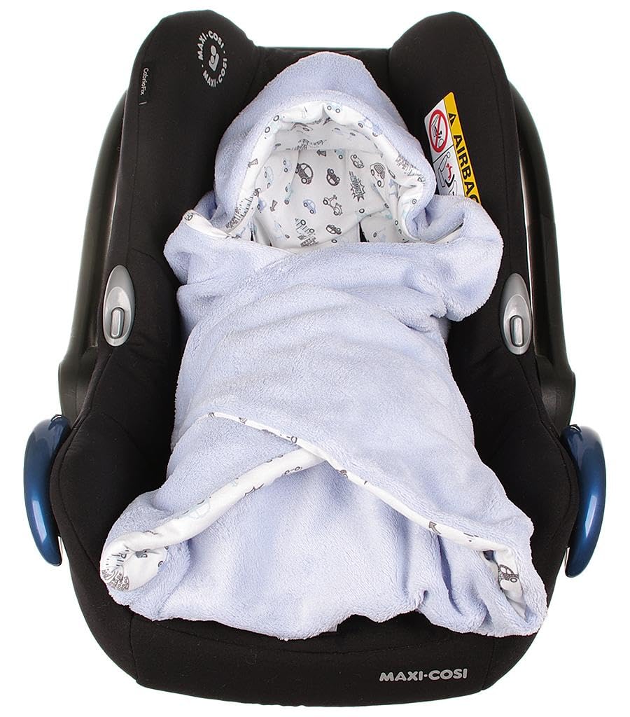 Einschlagdecke für die Babyschale Babyschalenfusssack Sommer Fusssack (Grau, Auto) Grau Auto, Grau A