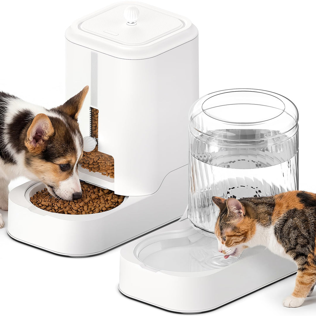 JUNSPOW Automatisches Futter &amp; Wasserspender Set für Katzen und Hunde A43AB-Feeder&amp;Waterer, A43AB-Fe
