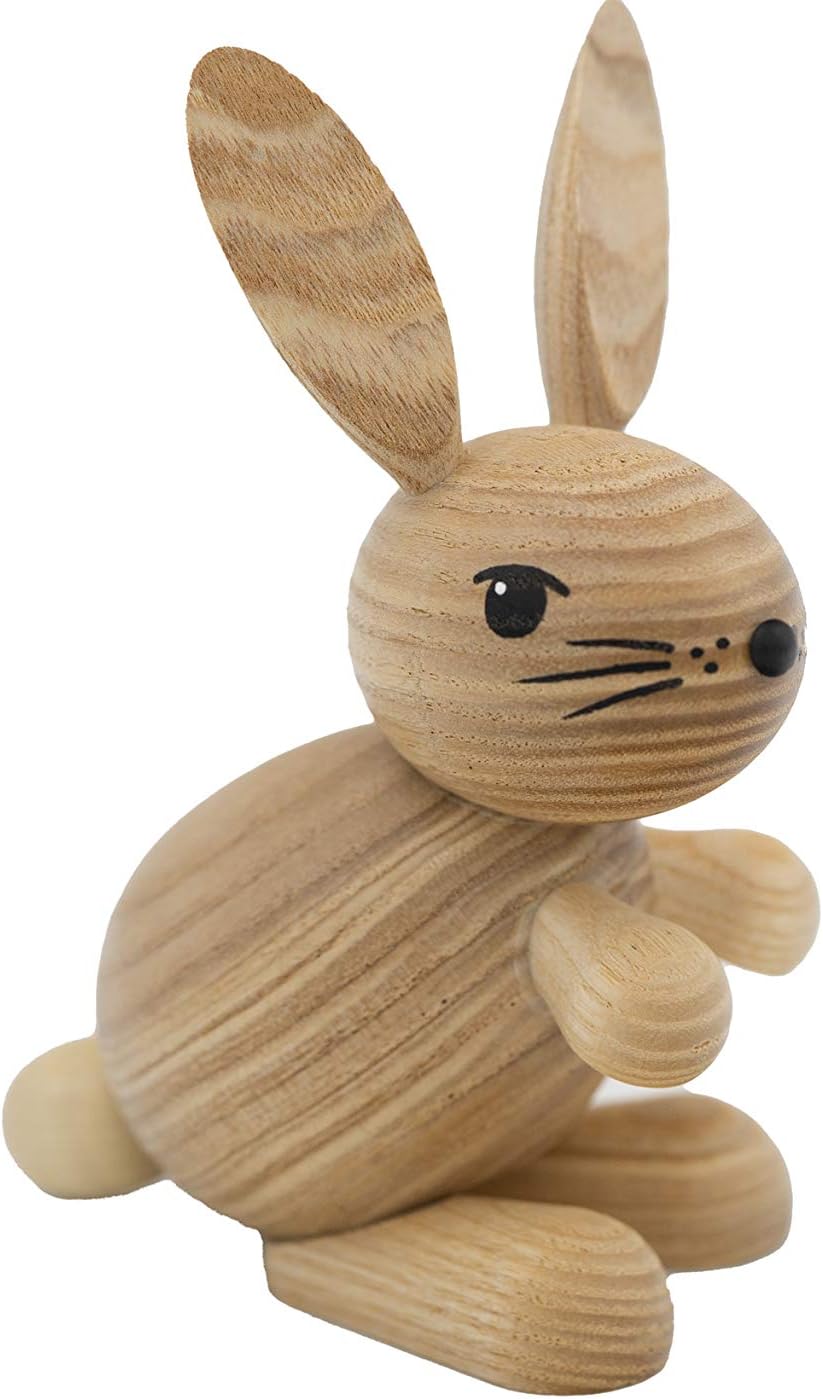 Kuhnert Drechslerei Osterdekoration/Osterhase „Hedda“ stehend, Blick nach rechts gerichtet, aus hell