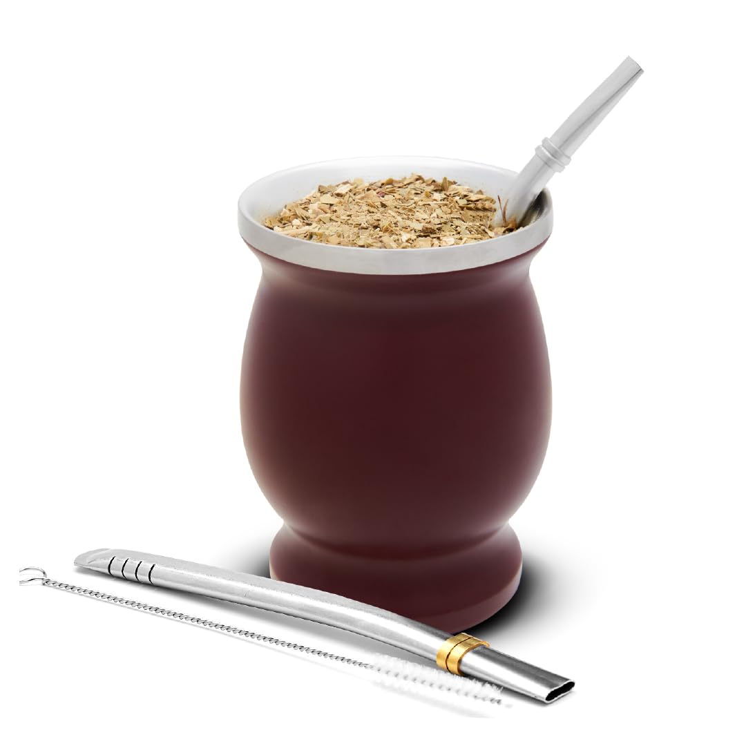 balibetov Yerba Mate Tee Set (Mate Becher) aus Rostfreiem Edelstahl mit Bombilla (Strohhalm) für Mat