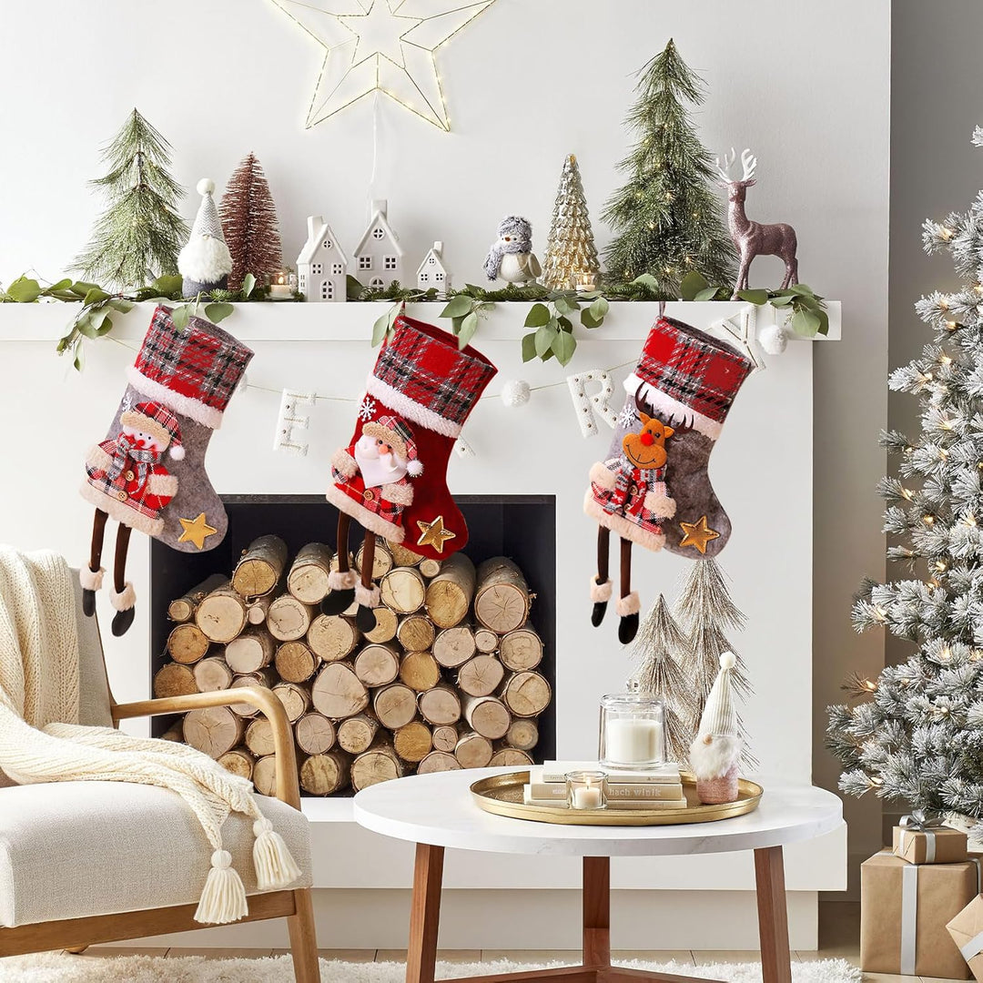 Nikolausstrumpf Kinder 3er Set, Klein Weihnachtsstrumpf Personalisiert Weihnachtssocken Kamin Nikola