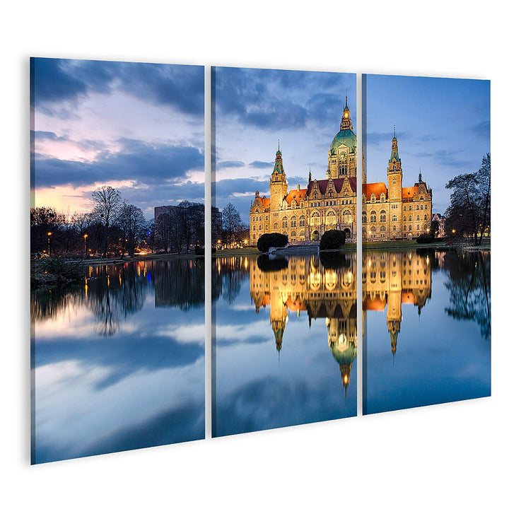 islandburner Bild auf Leinwand Rathaus Von Hannover Deutschland Bei Nacht Bilder Wandbilder Poster L