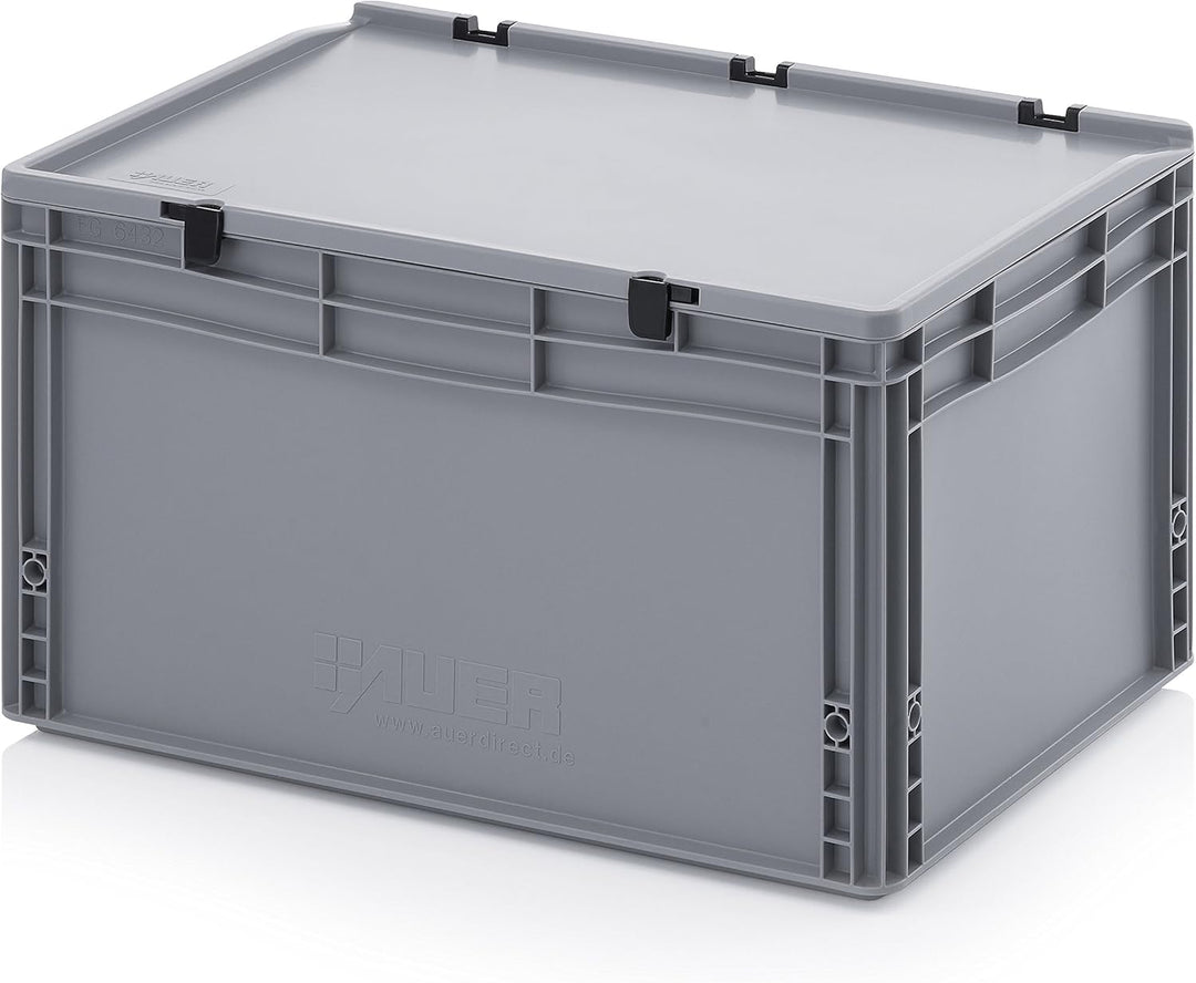 Auer Packaging 3x Eurobehälter 60 x 40 x 33,5 mit Scharnierdeckel inkl. gratis Zollstock 3er Set