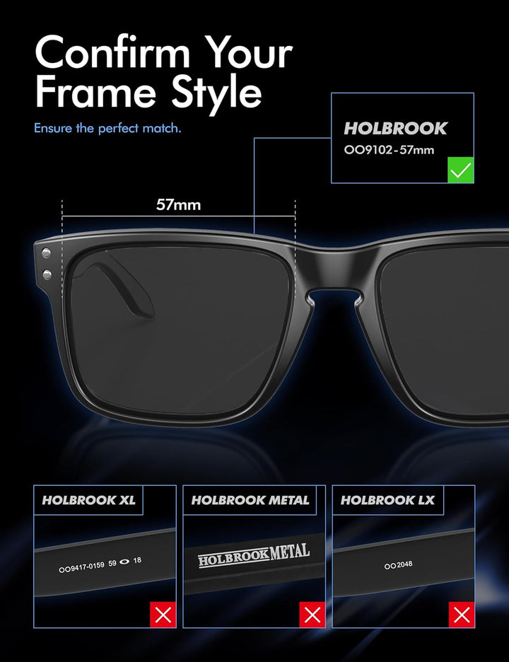 Saucer Premium Ersatzgläser für Oakley Holbrook OO9102 Sonnenbrillen High Defense - Photochromic Act