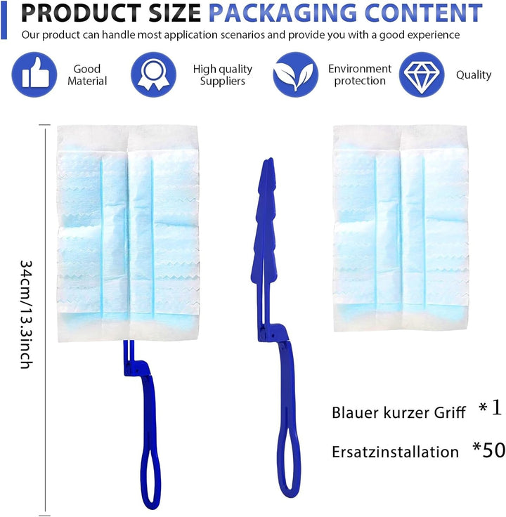 50 Stück Staubmagnet Staubwedel Nachfüllpack für Swiffer, Mikrofaser Staubwischer mit 1 Handgriff vo