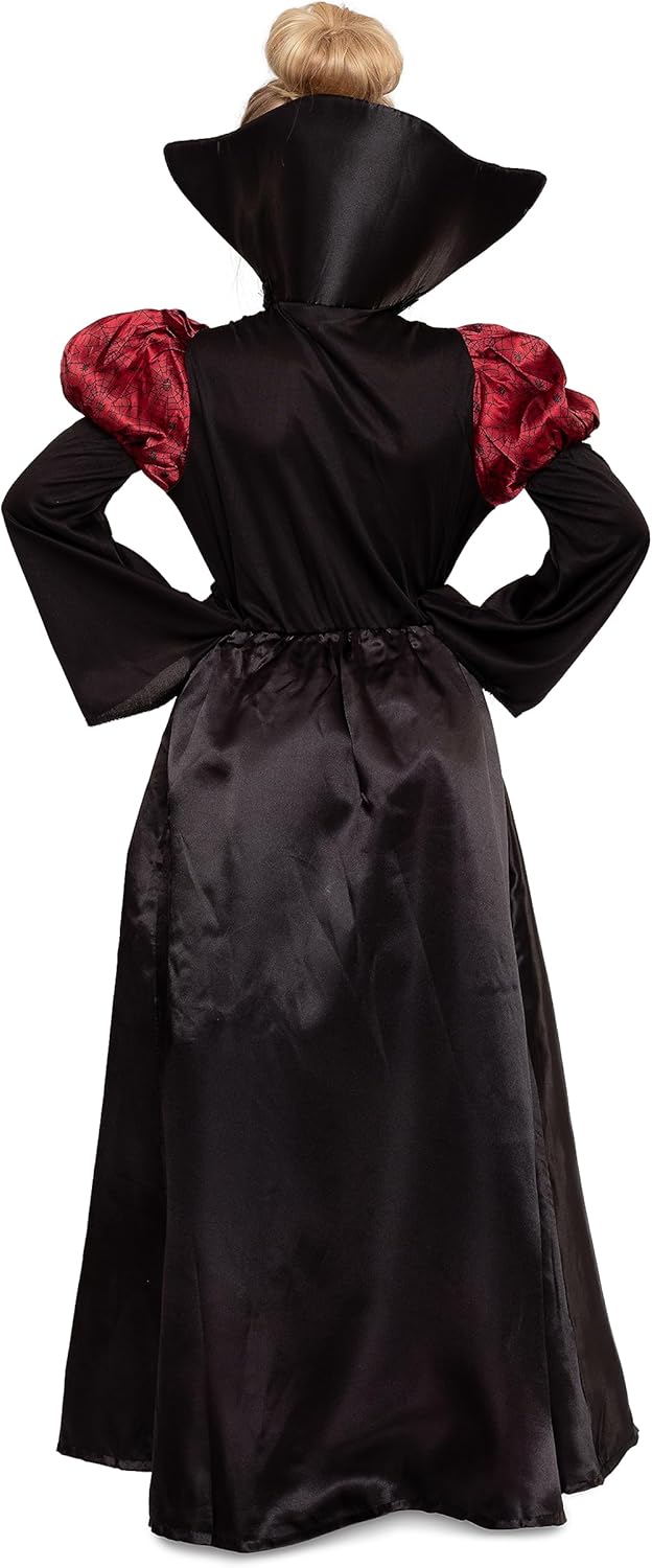 Magicoo Vampir Kostüm Kinder Mädchen Halloween - Vampirkleid mit Kragen & Kette - Vampirkostüm Kind