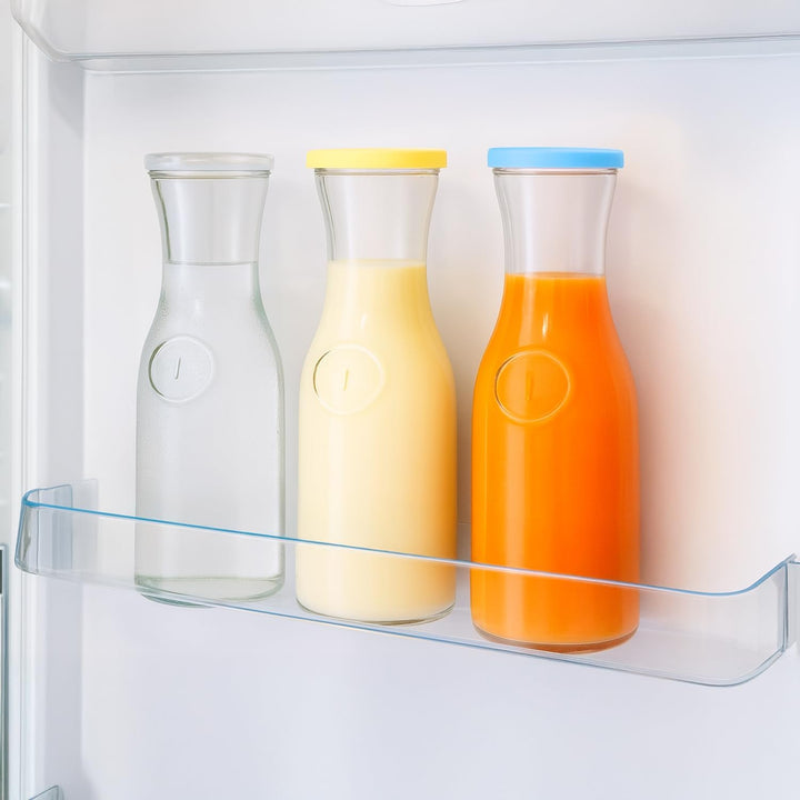 Glaskaraffe 1L mit Deckel – Wasserkaraffe für Wasser, Saft, Limonade und Getränke (5x), 5x