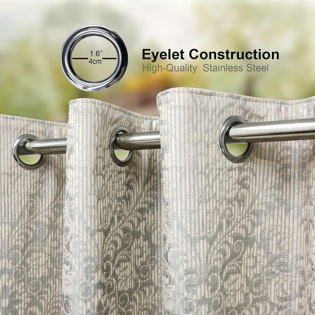 always4u 100% Blickdicht Vorhang Elegante Gardinen mit Sliber Muster Verdunkelung Schallschutz mit Ö
