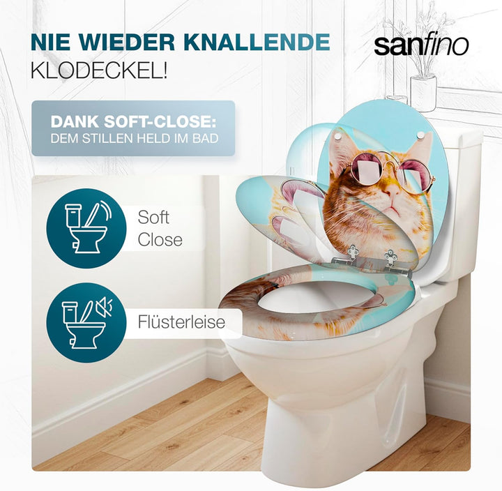 Premium WC Sitz mit Absenkautomatik – hochwertige Toilettendeckel aus Holz, viele bunte Motive, hohe