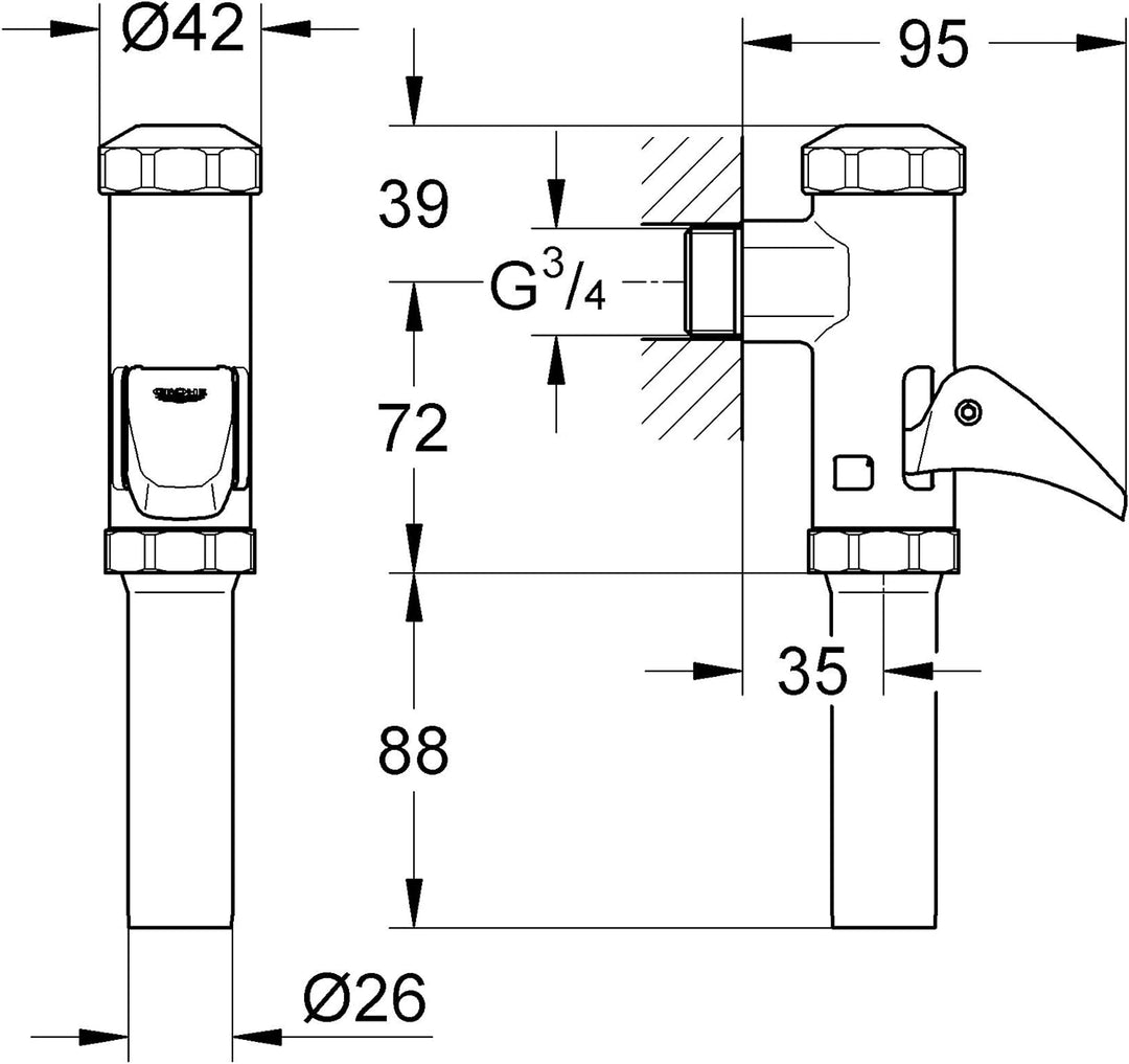 GROHE Start WC-Druckspüler Vollautomatik, Silber, 37401000