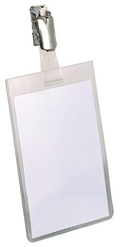 Durable Namensschild (mit Clip, 90 x 60 mm, Kunststoff) Packung à 25 Stück, transparent, 800219 Mit