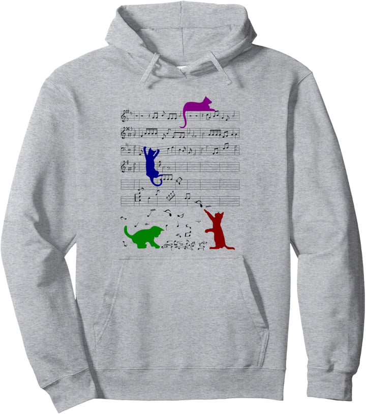 Niedliche Katze Musiknote Noten Musiker Pullover Hoodie