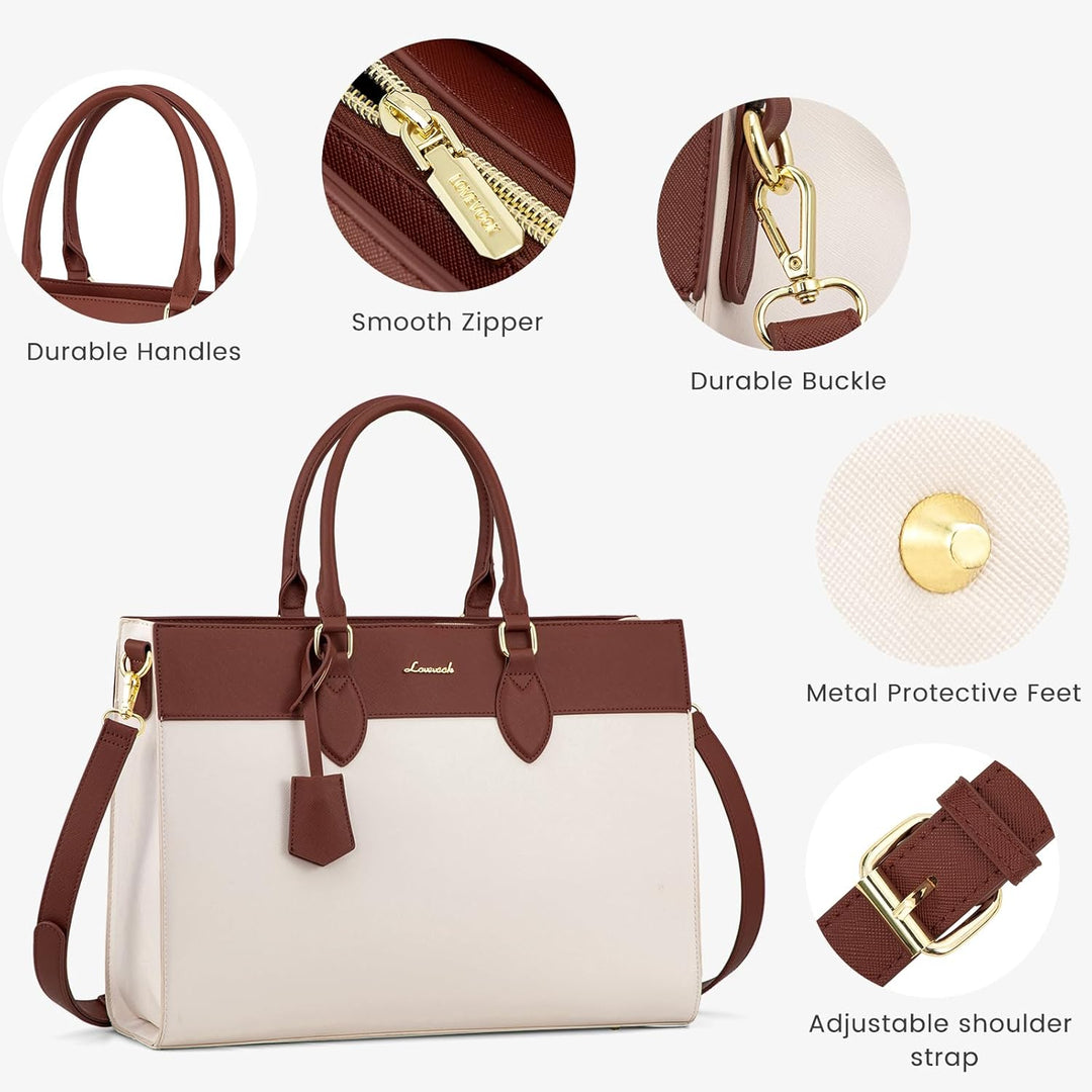LOVEVOOK Laptoptasche Damen 15,6 Zoll, Gross Arbeitstasche Handtasche Schultertasche Wasserdicht PU