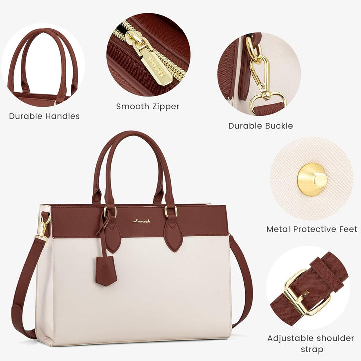 LOVEVOOK Laptoptasche Damen 15,6 Zoll, Gross Arbeitstasche Handtasche Schultertasche Wasserdicht PU