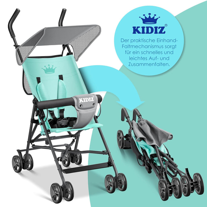 KIDIZ® Kinderwagen CITY Buggy Kinderbuggy klappbar Sportwagen Faltbar 360° 4-Zoll-Räder Inkl. Sonnen