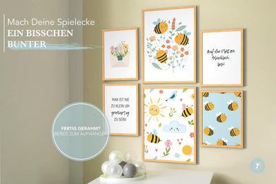 Papierschmiede® Bilder Kinderzimmer Kids Mood Poster Set Bienen, Gerahmte Bilder fürs Kinderzimmer i