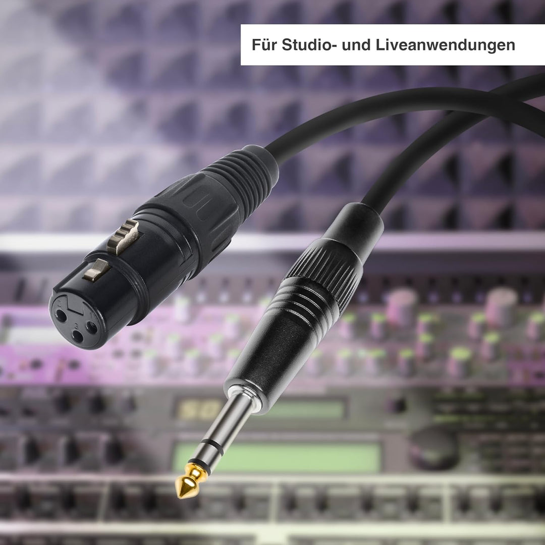 BEMERO XLR auf Klinke 6,3mm - 10m - inkl. Klettkabelbinder - Klinke auf XLRf - Mikrofonkabel, Lineka