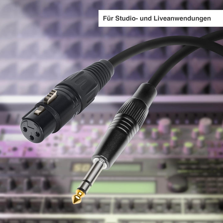 BEMERO XLR auf Klinke 6,3mm - 10m - inkl. Klettkabelbinder - Klinke auf XLRf - Mikrofonkabel, Lineka