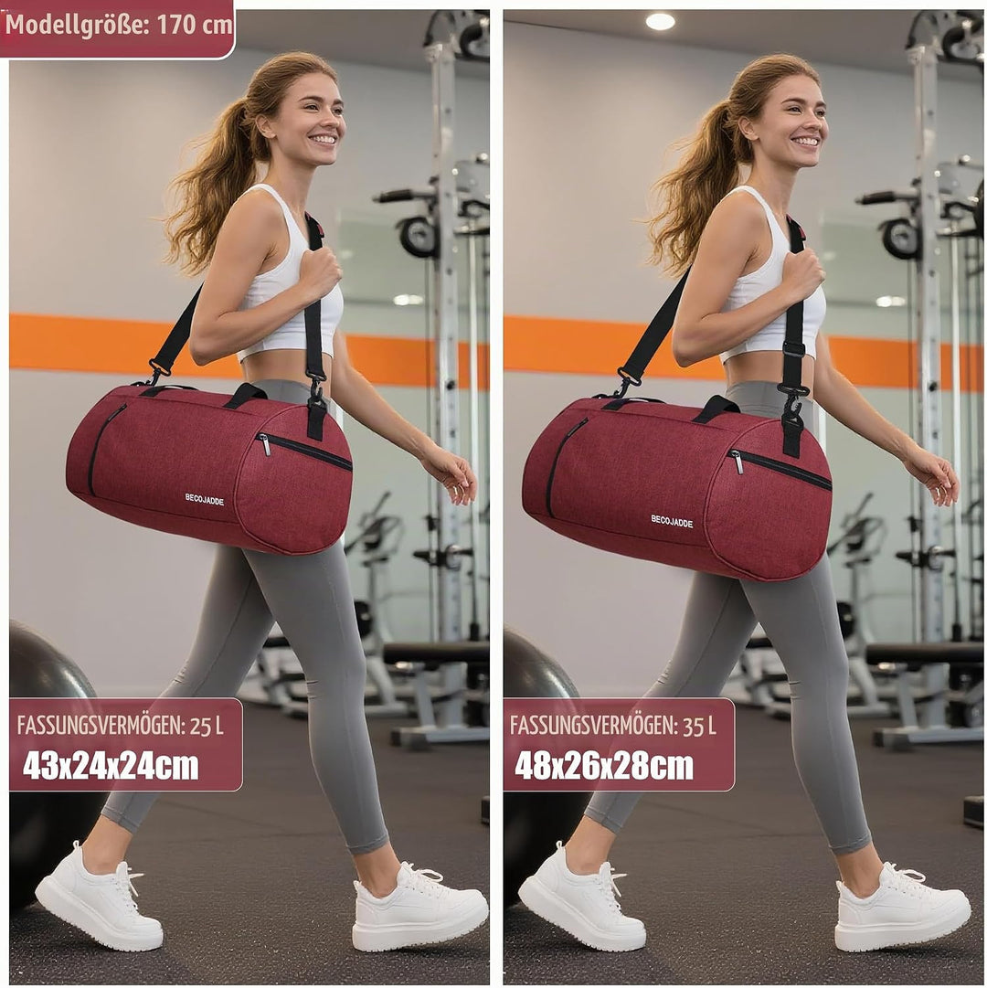 Sporttaschen für Damen und Herren, 25L Reisetasche Duffel Bag Übernachtungstasche mit Schuhfach &amp; Na