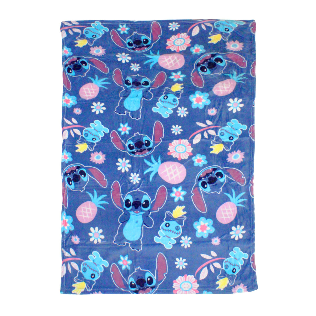 Disney Stitch Decke mit Tropischem Design Weiches und Warmes Fleece, Geschenk für Mädchen und Teenag