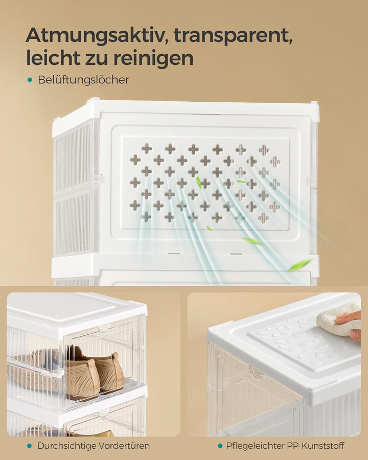 SONGMICS Schuhschrank, mit 6 Schuhboxen, integrierter Schuh-Organizer, faltbar, tragbar, für Schuhe