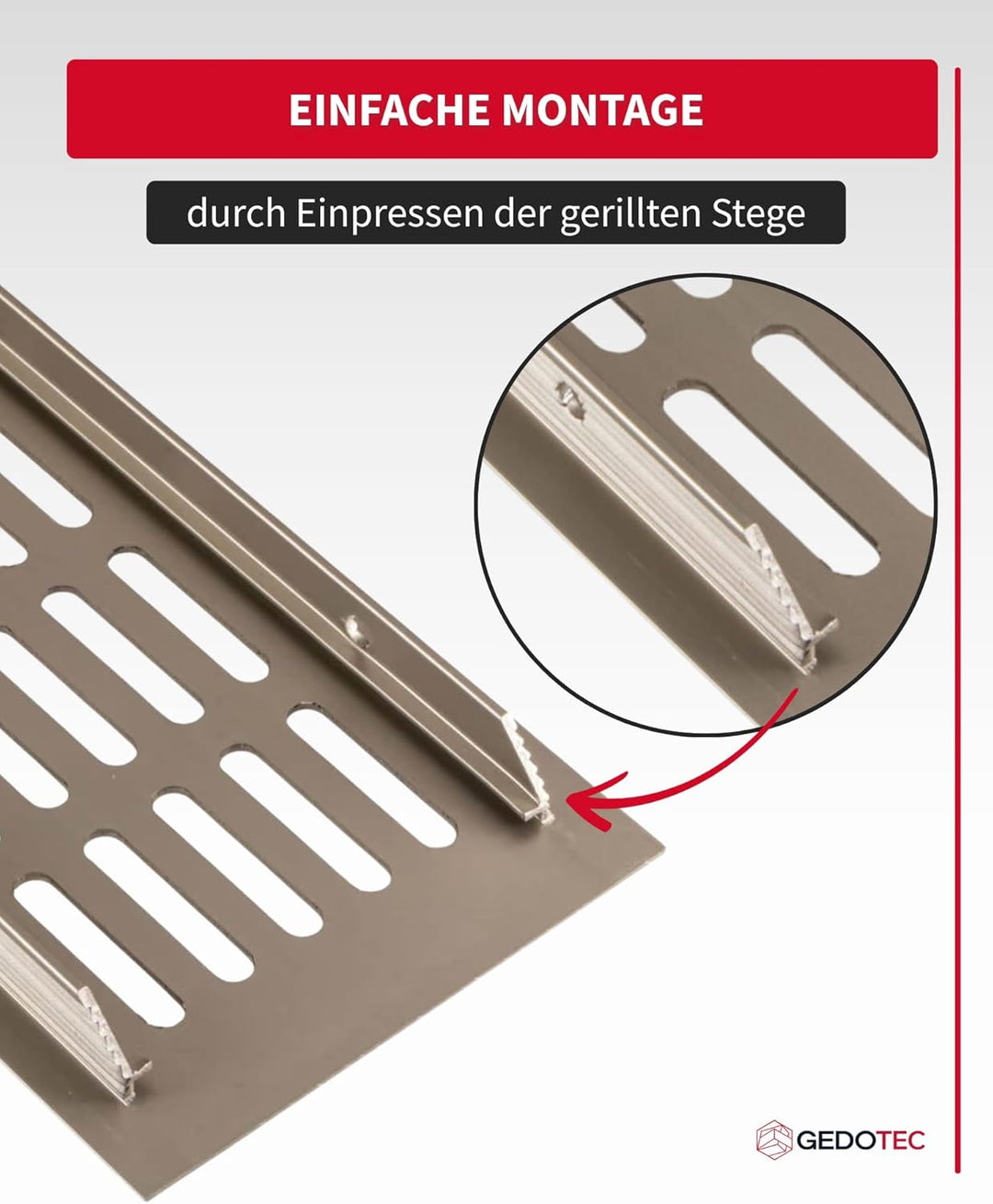 Gedotec Lüftungsgitter rechteckig aus Aluminium - 1 Stück Abluftgitter Edelstahl-finish - Heizungsgi