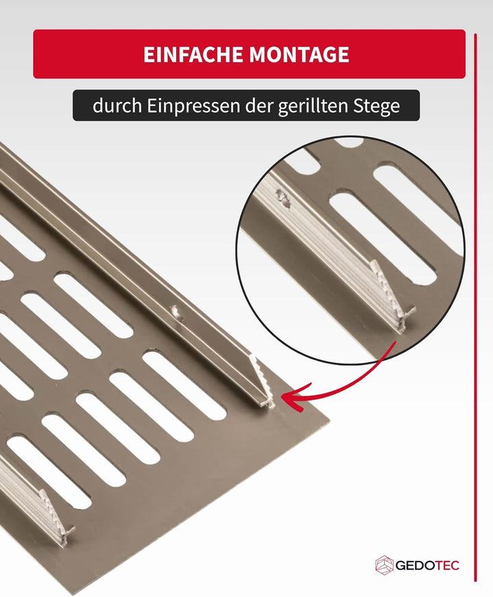Gedotec Lüftungsgitter rechteckig aus Aluminium - 1 Stück Abluftgitter Edelstahl-finish - Heizungsgi