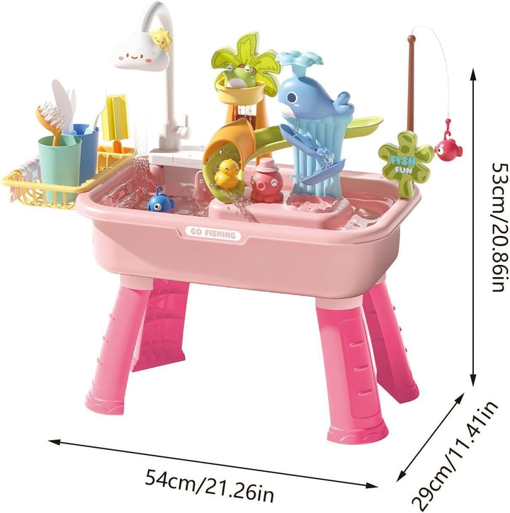 Wasserspieltisch Kinder Mit Wasserpumpe, 54x29x53 cm Grosser Wassertisch Für Kinder Mit Zubehör, Sho