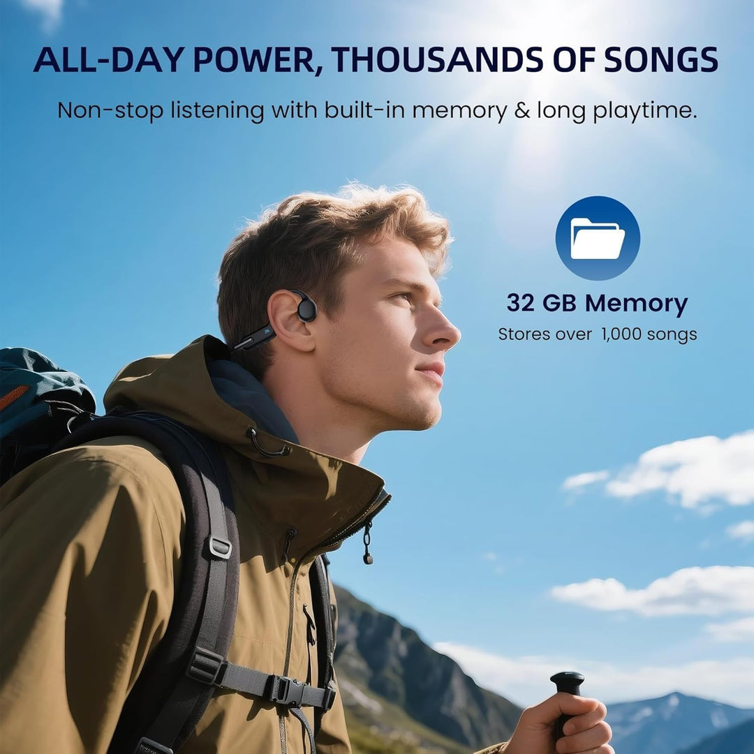 HIFI WALKER T10 Air Knochenschall Kopfhörer, IPX8 wasserdichte Schwimmkopfhörer mit 32GB MP3 Player,