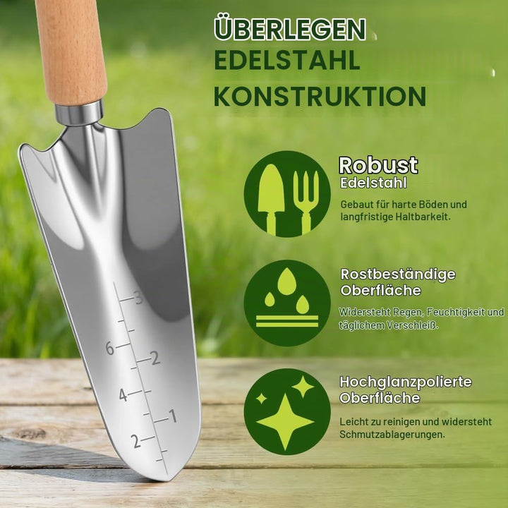 Gartenwerkzeug Set, 9 Stück Garten Hand Werkzeuge mit Aufbewahrungstasche, Stabil Rost-Sicht Garteng